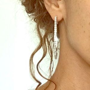 Gorgeous Silver Toned Zirconia Hoops